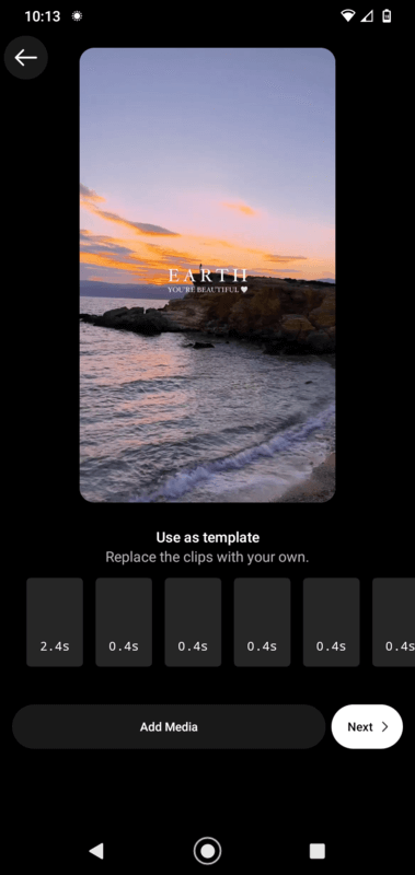 Screenshot That Shows The Different Video Clips When Using An Instagram Reels Template