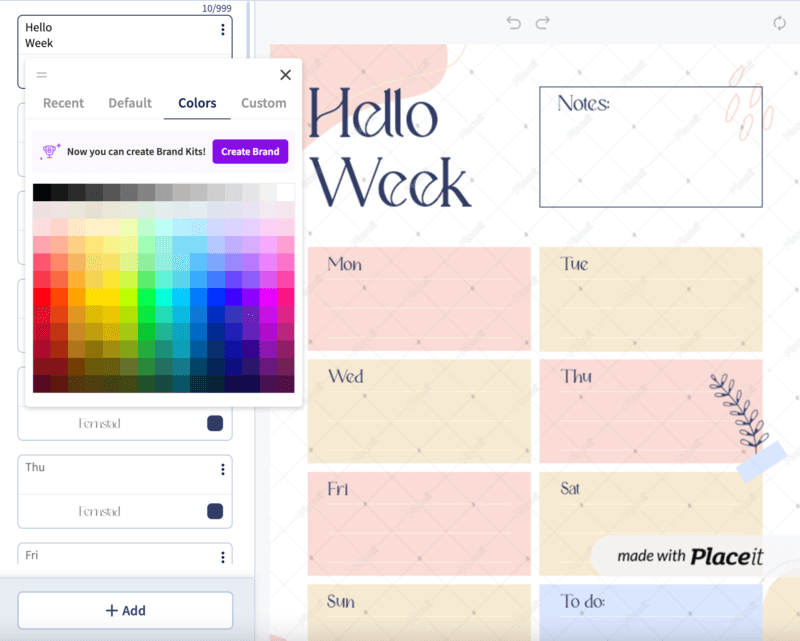 The Brand Kit Colors Section On Placeit By Envato