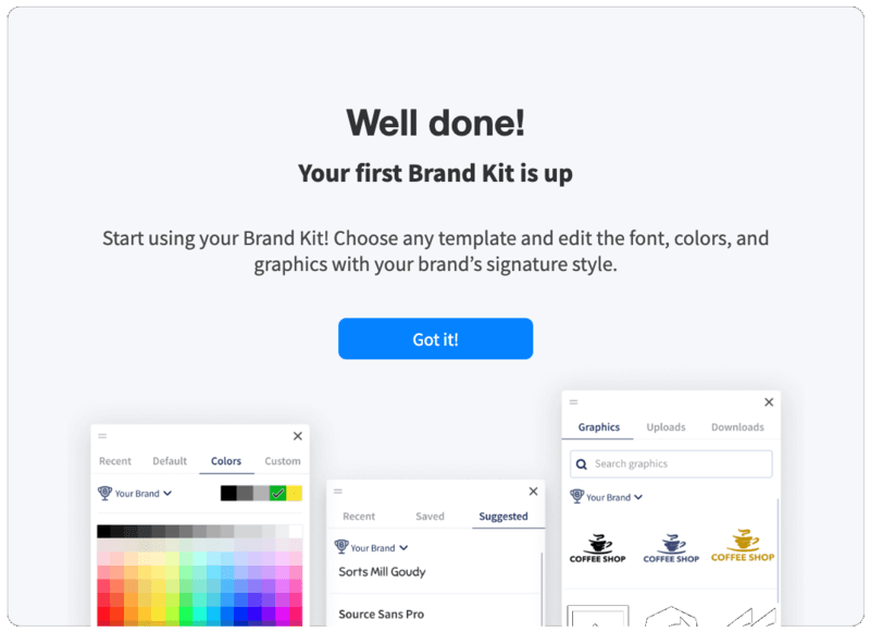 Well Done You've Created Your First Brand Kit At Placeit By Envato