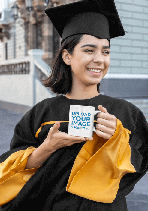 Mug Mockup With A Graduation Theme