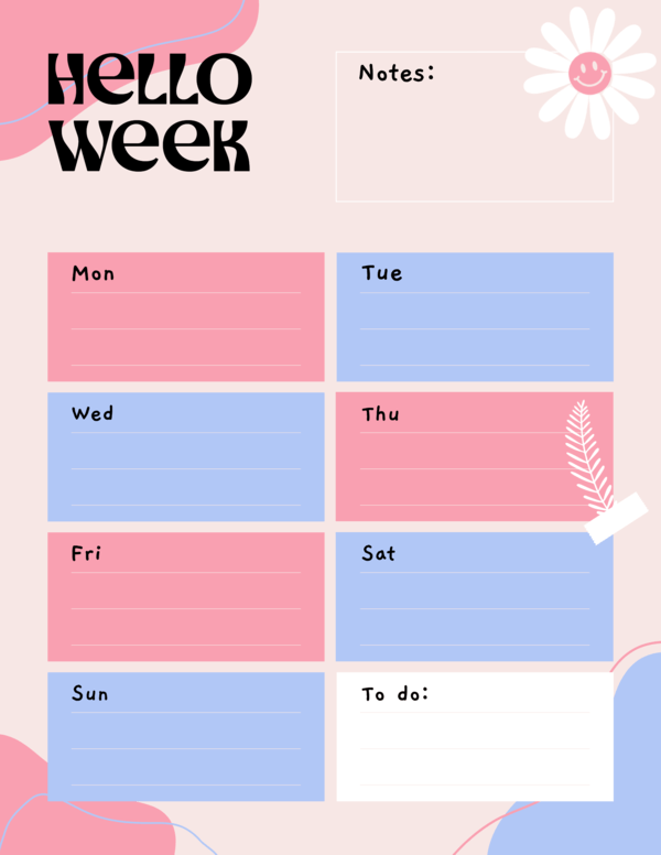 Planner Generator For Weekly Activities And A Floral Theme 6051e El1