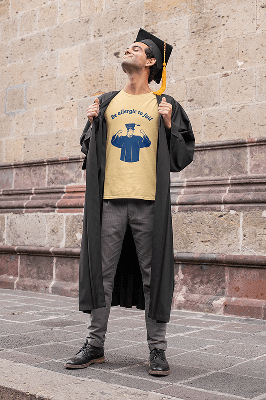 T Shirt Mockup Featuring A Proud Young Man Wearing A Graduation Gown