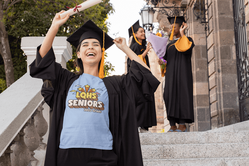 T Shirt Mockup Of A Woman Celebrating Her Graduation