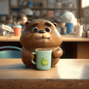 Coffee Mug Mockup Featuring An Ai Generated Beaver Cartoon