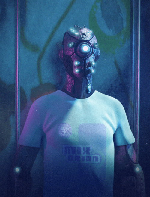 Illustrated T Shirt Mockup Featuring A Hyperrealistic Cyborg 42616