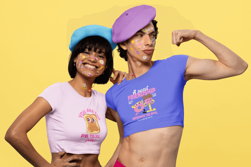 Crop Top Mockup Of A Happy Woman And Man With Skin Stickers M32354 (1)