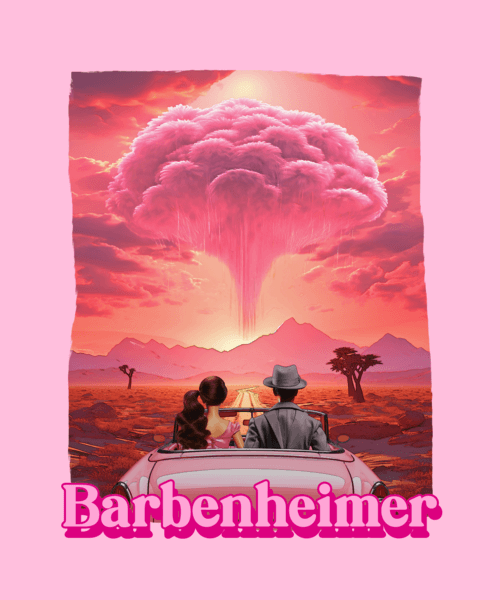 Fun T Shirt Design Creator Featuring An Illustration Inspired By The Barbenheimer Trend 5182l 5794
