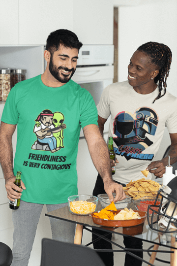 Sublimated T Shirt Mockup Of Two Friends At A Football Viewing Party M20408