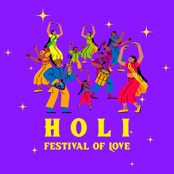 Instagram Post Generator Featuring A Holi Fest Theme And Graphics Of People Dancing 4446a (1)