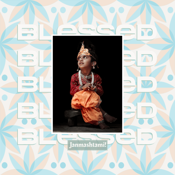 Instagram Post Generator For A Blessed Janmashtami With A Patterned Background 3936h 4777