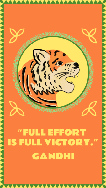 Instagram Story Creator Featuring An Illustrated Tiger And A Gandhi Themed Quote 4881f