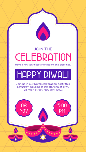 Instagram Story Design Template For A Diwali Celebration Party Announcement 5485e El1