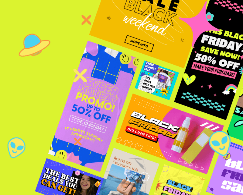 A Vibrant Black Friday And Cyber Monday Compilation Of Ecommerce Templates By Placeit
