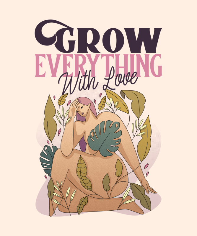 Illustrated T Shirt Design Generator Featuring A Woman With Plants