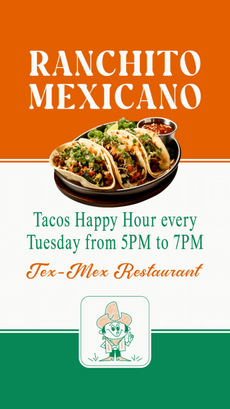 Instagram Story Template To Promote A Tex Mex Restaurant's Happy Hour Deal