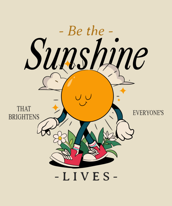 T Shirt Design Maker With A Cartoonish Sun And A Happy Quote
