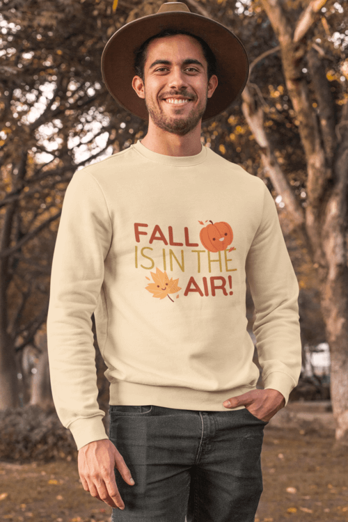 Crewneck Sweatshirt Mockup Of A Man Posing At A Park During Autumn 31810