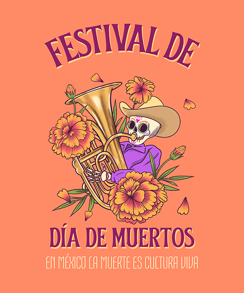 Dia De Muertos Themed T Shirt Design Maker With Mexican Inspired Illustrations
