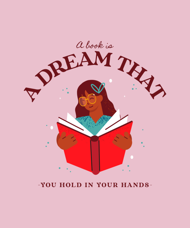 Illustrated T Shirt Design Featuring A Book Enthusiast