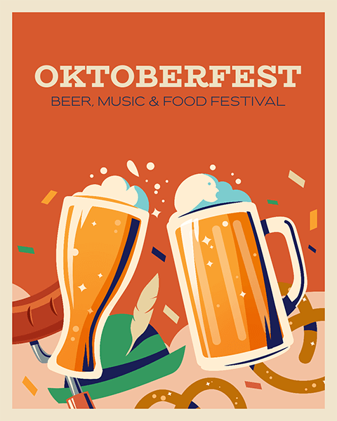 Instagram Post Template Featuring Illustrated Graphics For An Oktoberfest Event