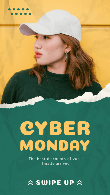 Instagram Story Maker For Clothing Brands Featuring A Cyber Monday Discount Announcement