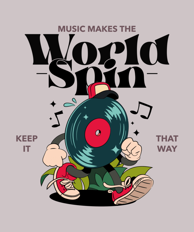 T Shirt Design Featuring A Music Themed Quote