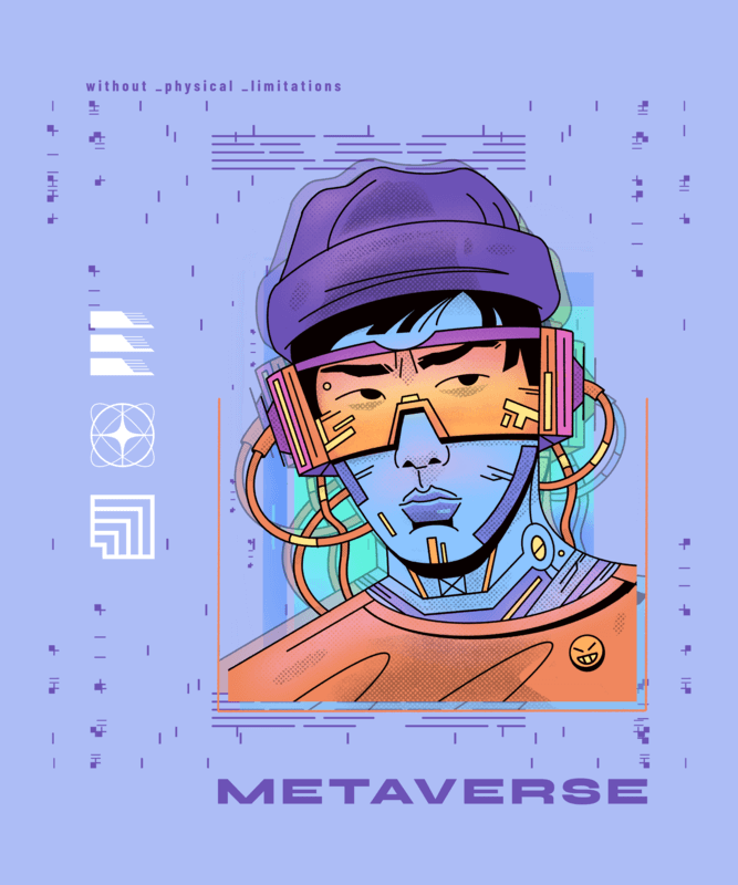 Anime Themed T Shirt Design Featuring A Character Inspired By The Metaverse For Gaming Print On Demand Niche