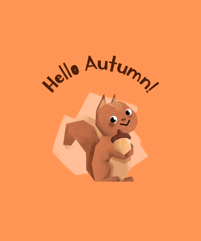 Autumn T Shirt Design With A Cute Squirrel