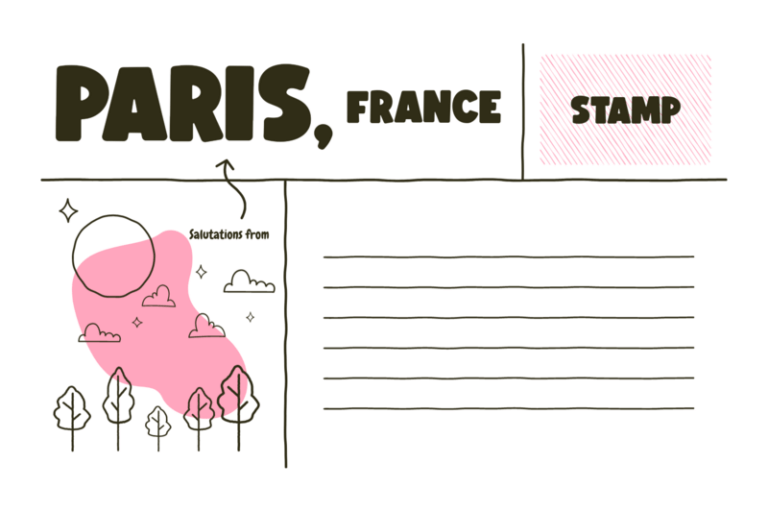 Back Postcard Creator Featuring A Paris Text And An Illustrated Graphic