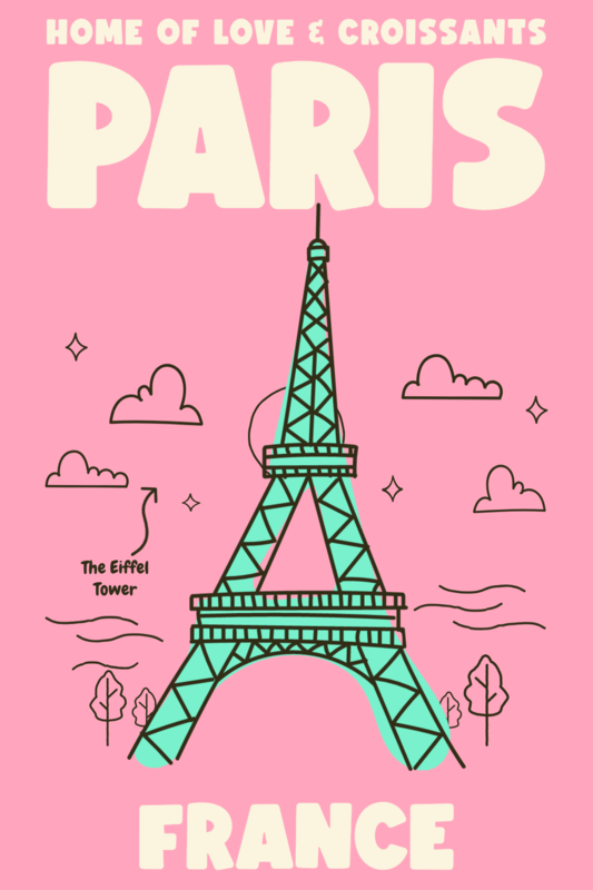 Front Postcard From Paris Featuring An Eiffel Tower Illustration