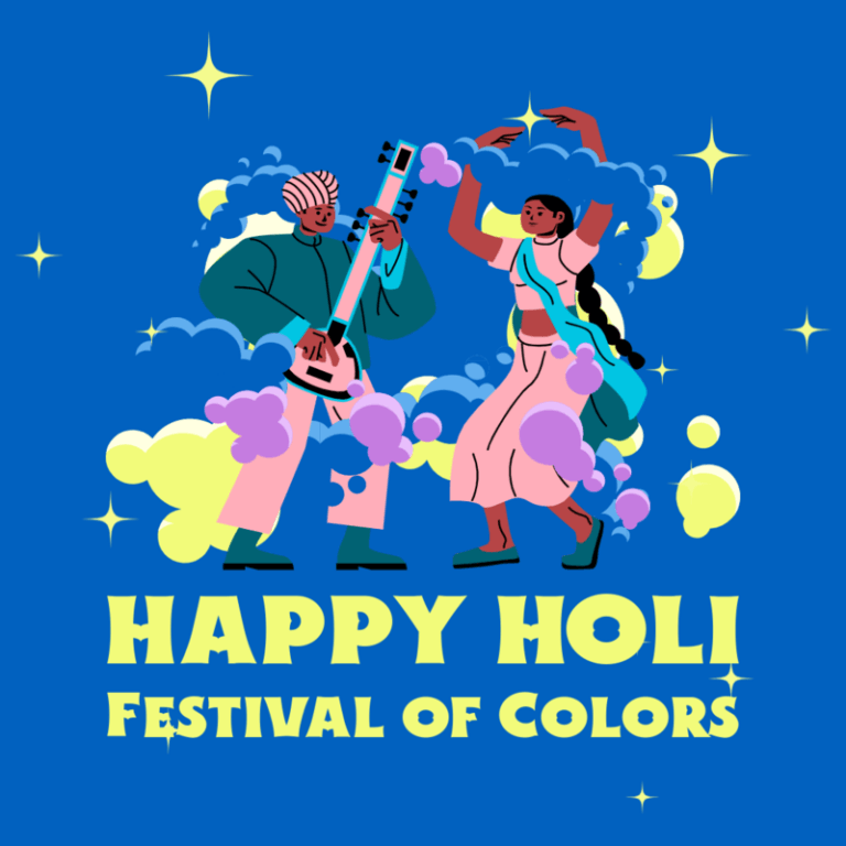 Holi Festival Themed Instagram Post Featuring Colorful Graphics