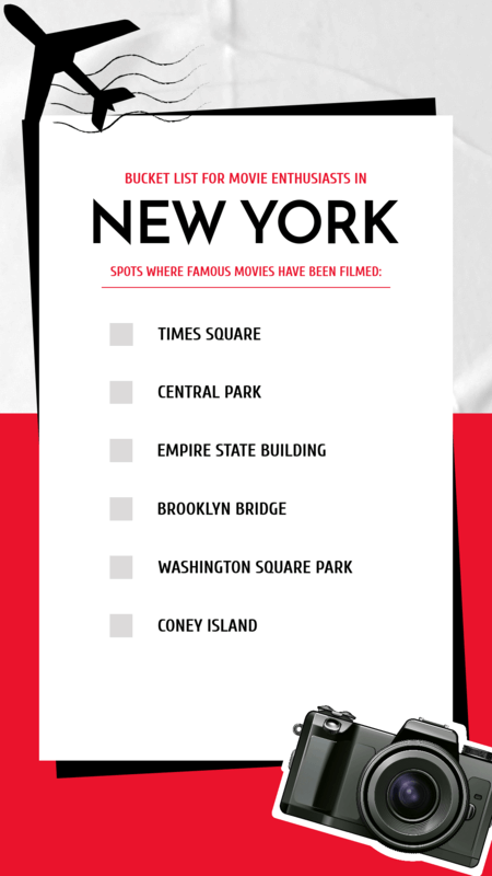Minimalistic Instagram Story Featuring A NYC Bucket List For Movie Enthusiasts