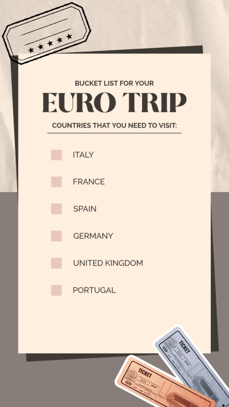 Minimalistic Instagram Story Featuring A Euro Trip Bucket List
