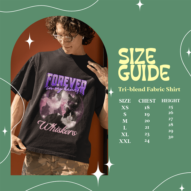 Size Chart Mockup Featuring A Smiling Man Wearing A Round Neck T Shirt