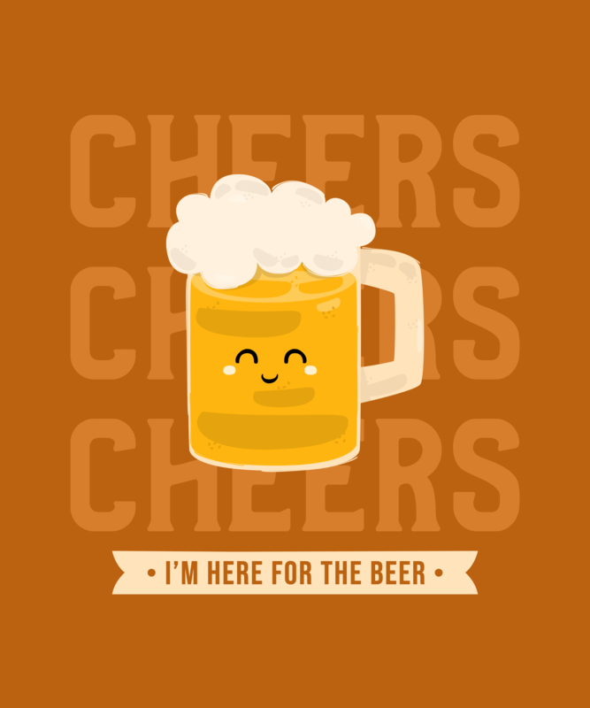 T Shirt Design Featuring Smiling Beer Characters