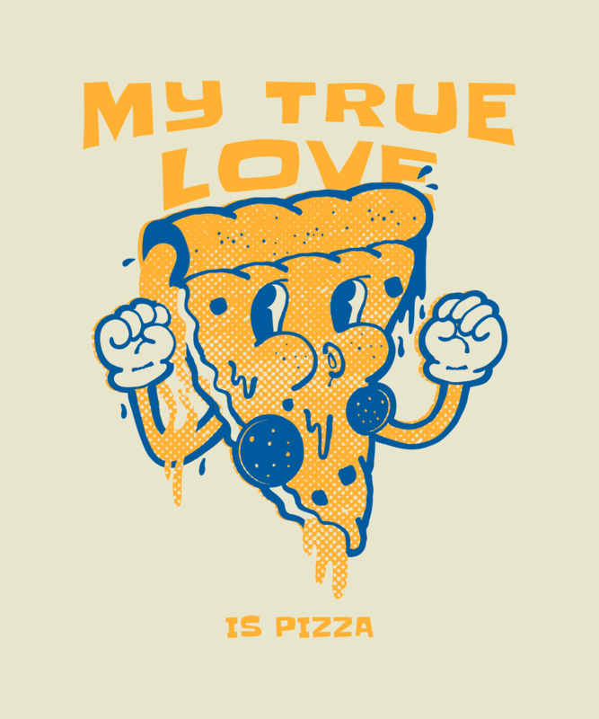 T Shirt Design With A Pizza Cartoon For Food And Drink Print On Demand Niche