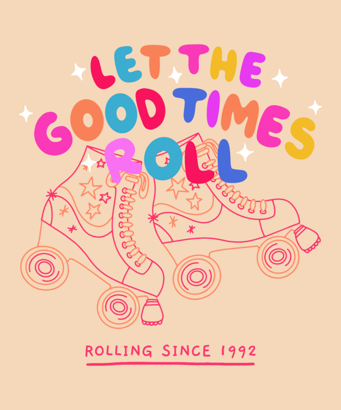T Shirt Design Featuring Colorful Lettering Designs And A Roller Skating Theme For Hobby Print On Demand Niche