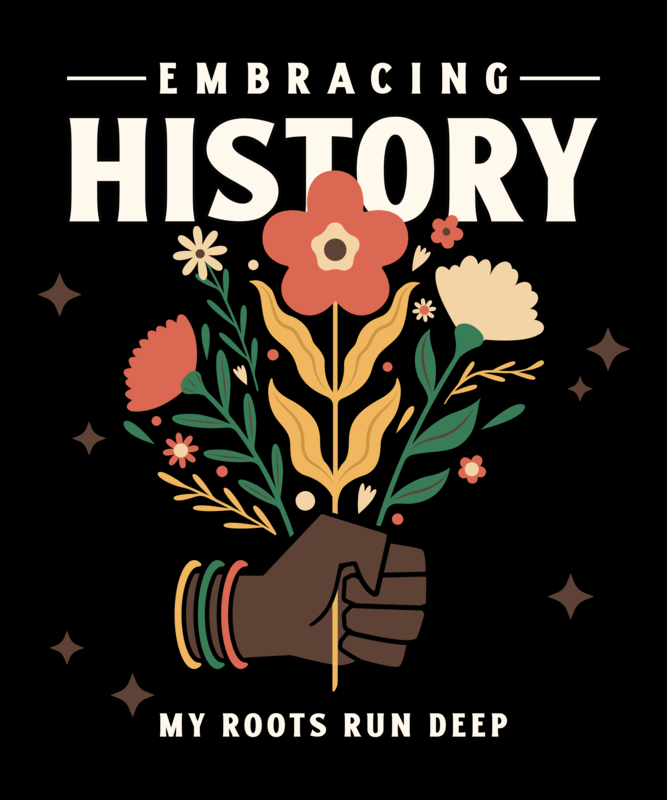 Black History Month T Shirt Design Featuring A Hand Holding Flowers For Activism Print On Demand Niche