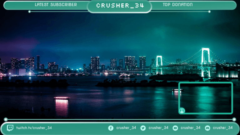 Twitch Overlay Featuring A Live Cam Panel With A Night Skyline