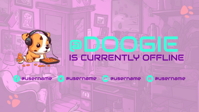 Twitch Screen Featuring A Cute Puppy Graphic And A Currently Offline Text