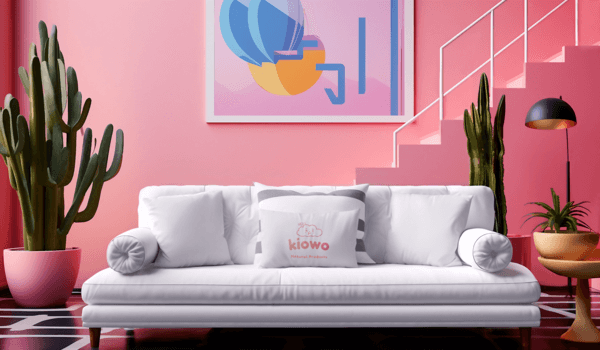 Barbie Inspired Mockup Of An Ai Generated Couch With Customizable Pillows