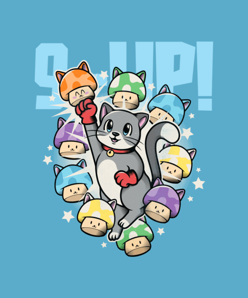 Cat Themed T Shirt Design Template Inspired By Mario Bros