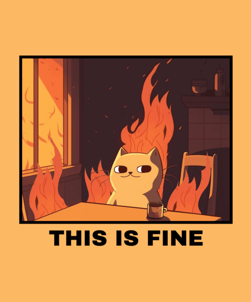 Illustrated T Shirt Design Creator Inspired By The 'this Is Fine' Meme