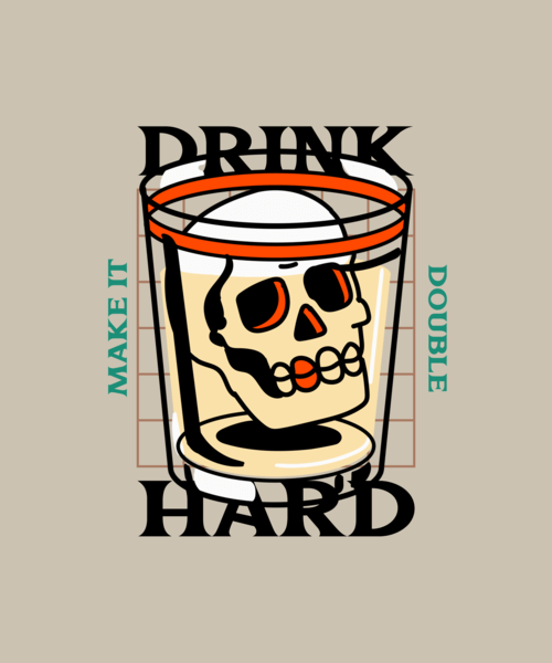 Illustrated T Shirt Design Generator Featuring A Skull Inside A Glass