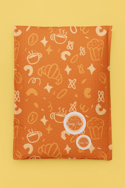 Mockup Of A Bubble Mailer Featuring Two Stickers