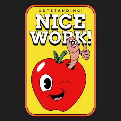 Quote Sticker Design Creator Featuring A Cartoonish Apple