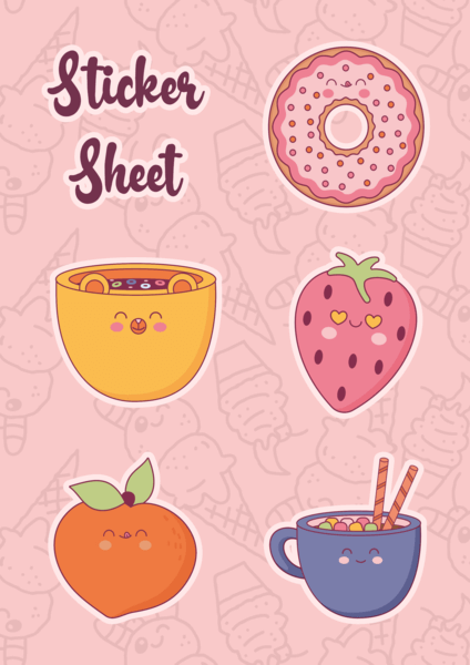 Sticker Sheet Creator Featuring Cute Food Graphics