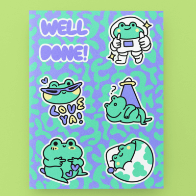 Sticker Sheet Mockup Featuring Cute Frog Graphics