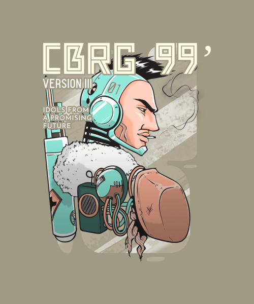 T Shirt Design Template With Cyberpunk Inspired Illustrations