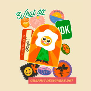 'What Do Graphic Designers Do' Design Picture Featuring Bold And Colorful Stickers